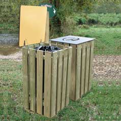 Poubelle Bois Tri carree
